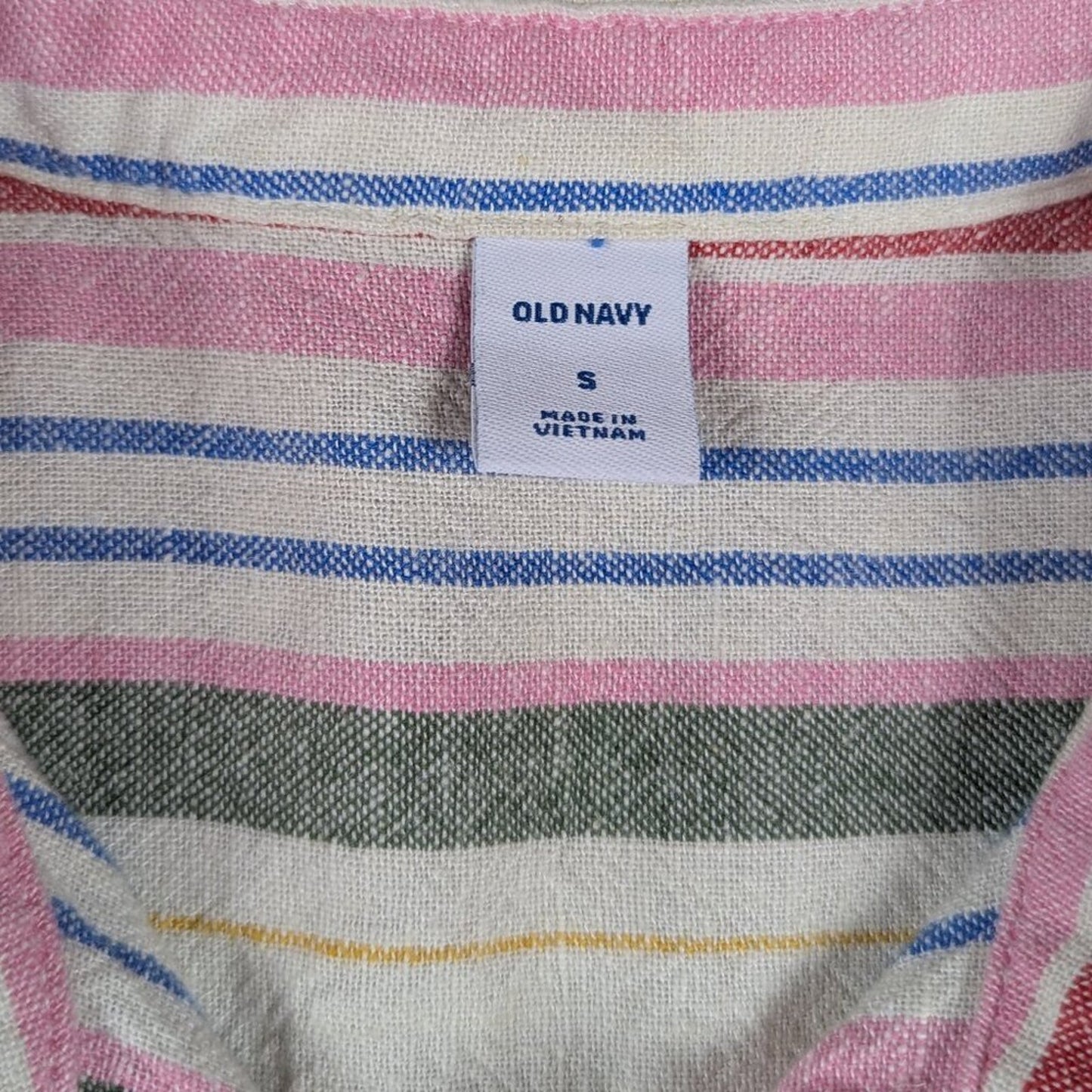 Old Navy Striped Cap Sleeve Button Down Dress - Small
