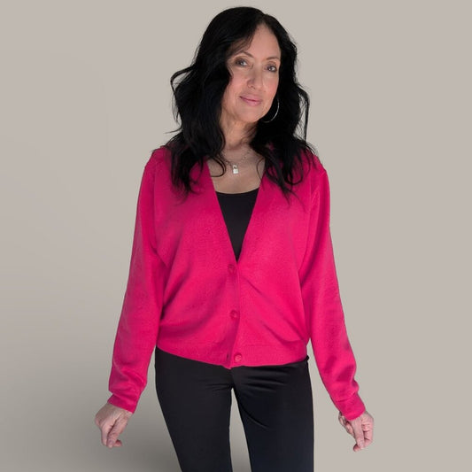 A New Day Bright Pink Cardigan Sweater - Medium