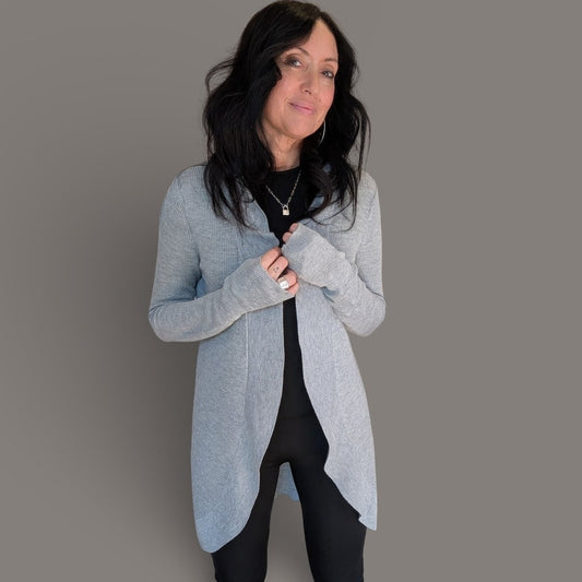 A New Day Soft Gray Ribbed Knit Cardigan - Small