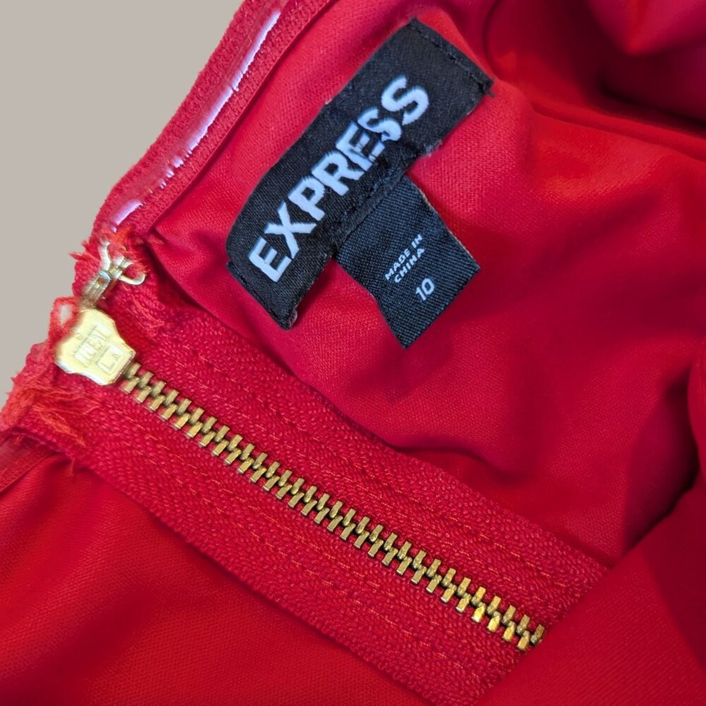 Express Red Strapless Jumpsuit with Pockets - Size 10