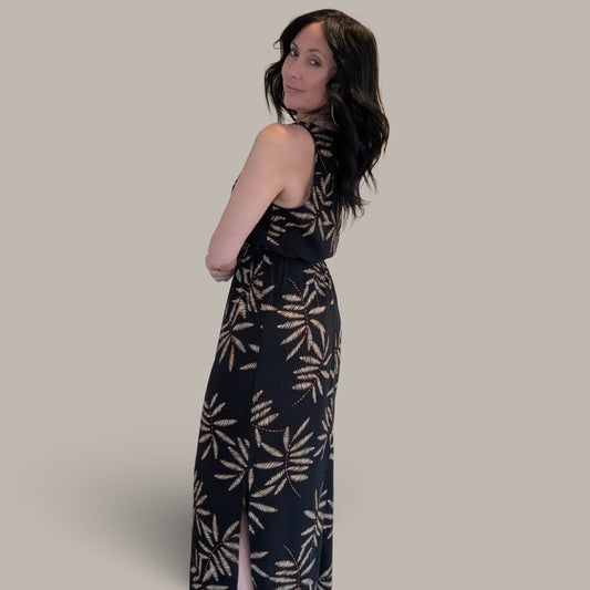 A New Day Palm Print V-Neck Maxi Dress - XS