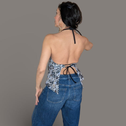 Kona Sol Handkerchief Halter Backless top - Small