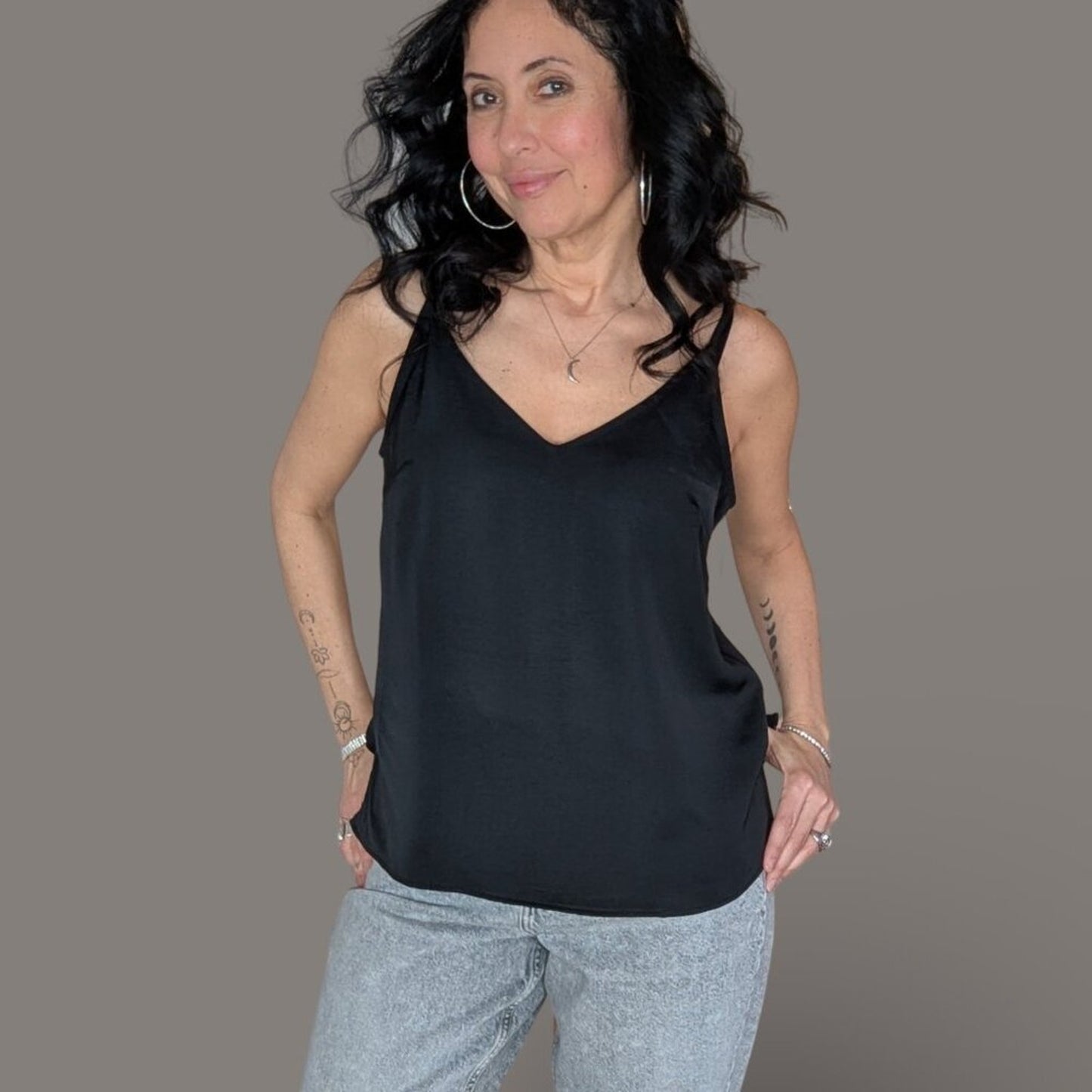 A New Day Black Spaghetti Strap Camisole - Small