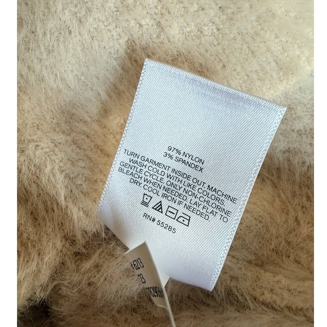 Express Tie-Waist Eyelash Knit Cream Sweater Dress – Size Small