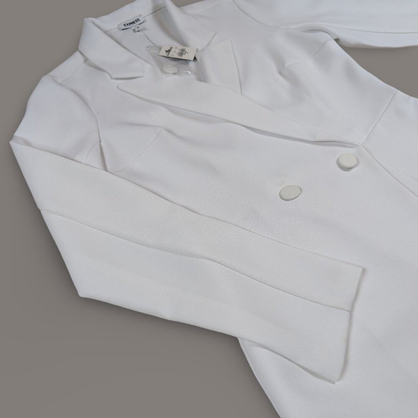 Express White Tuxedo Jacket Romper - Medium