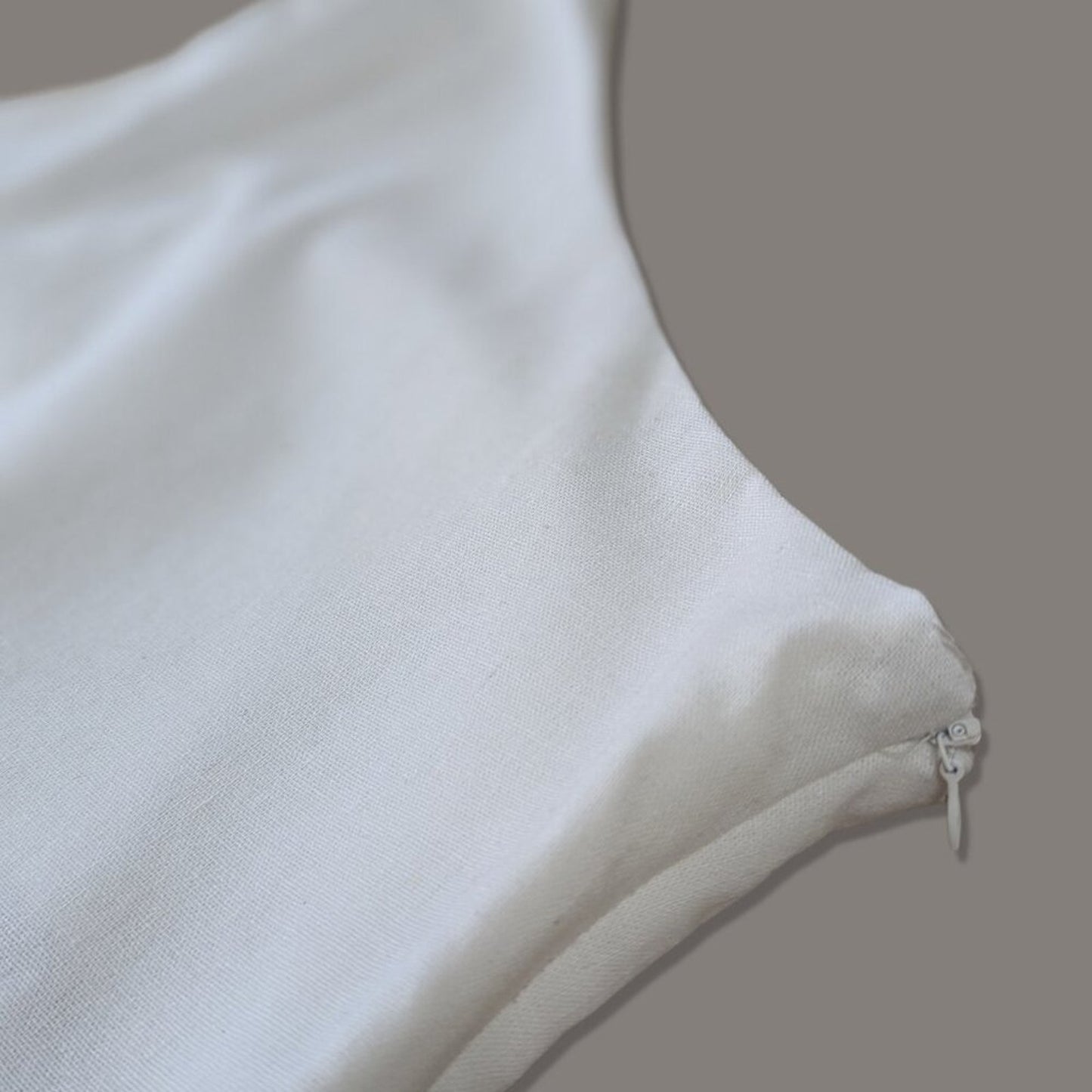 White Linen One Shoulder Mini Dress - Small