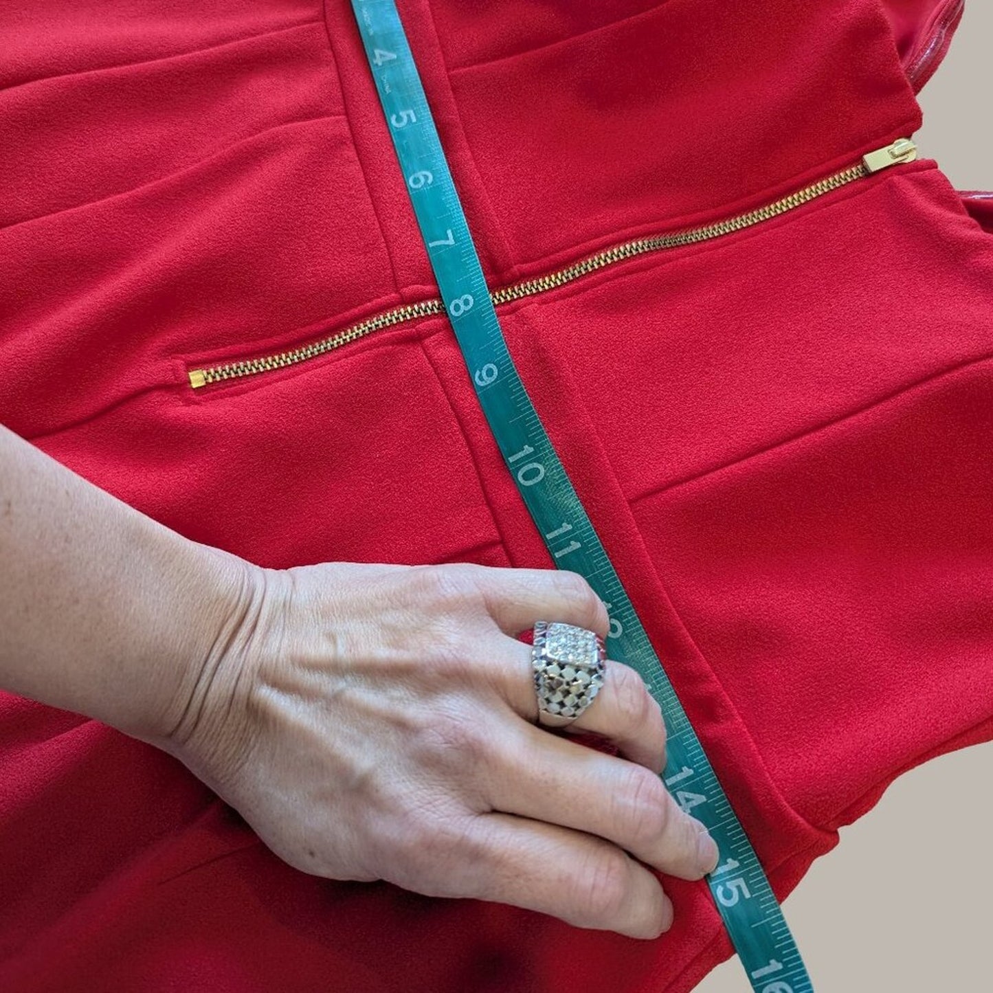 Express Red Strapless Jumpsuit with Pockets - Size 10