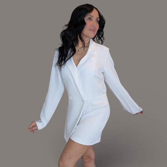 Express White Tuxedo Jacket Romper - Medium