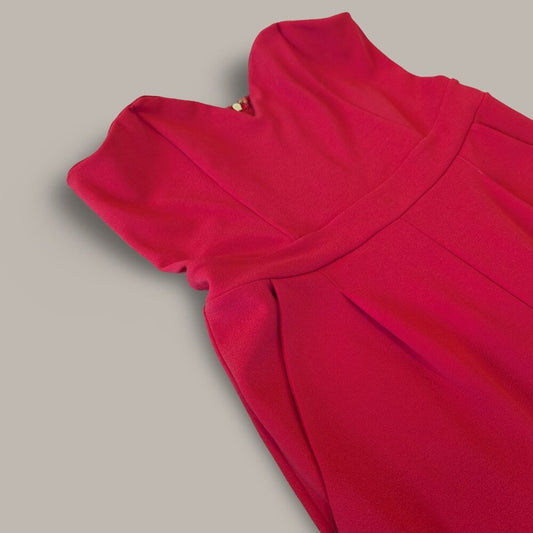 Express Red Strapless Jumpsuit with Pockets - Size 10
