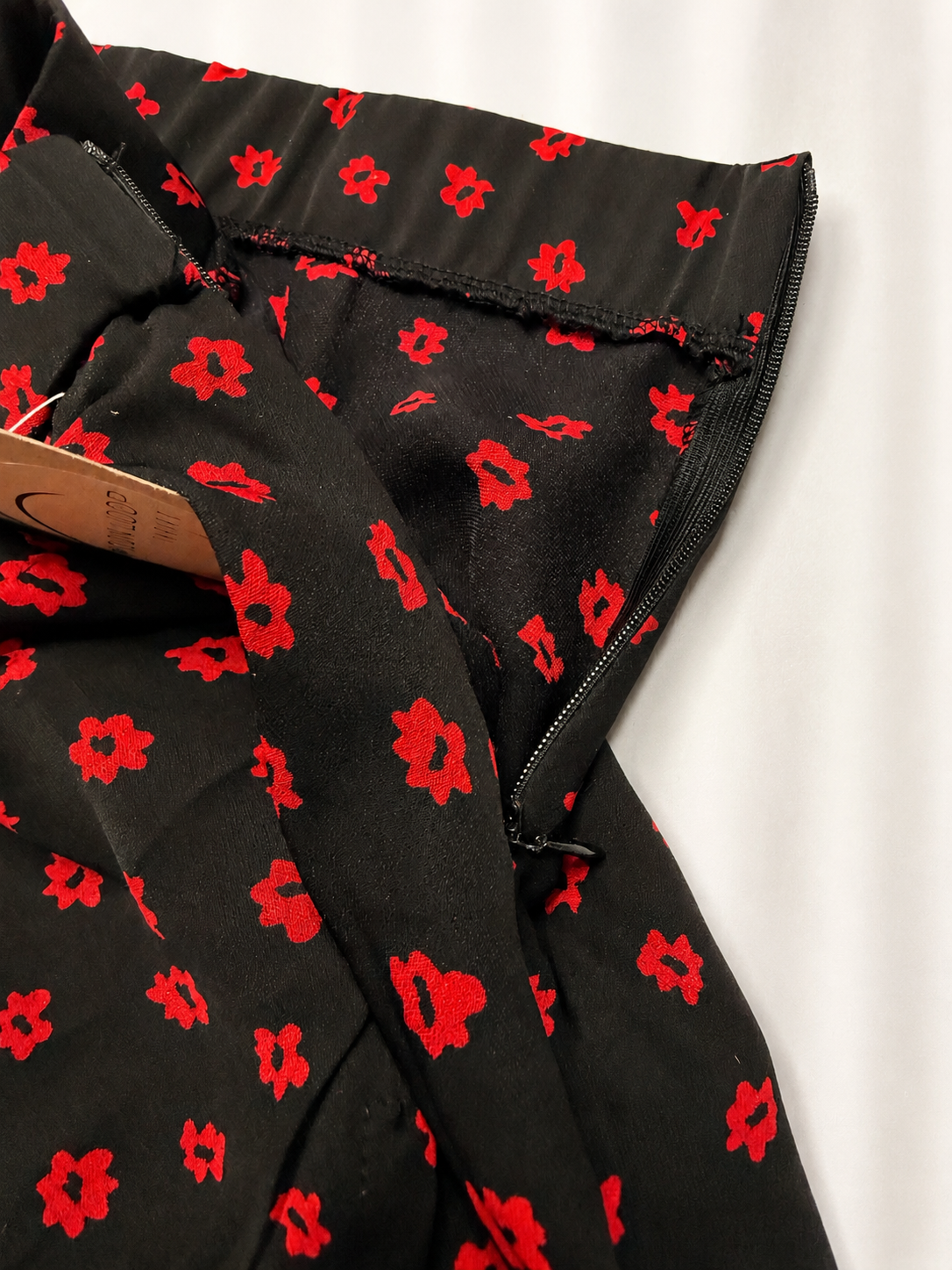 Princess Polly Jodie Black Red Floral Faux Wrap Maxi Skirt with Front Slit - Size 6