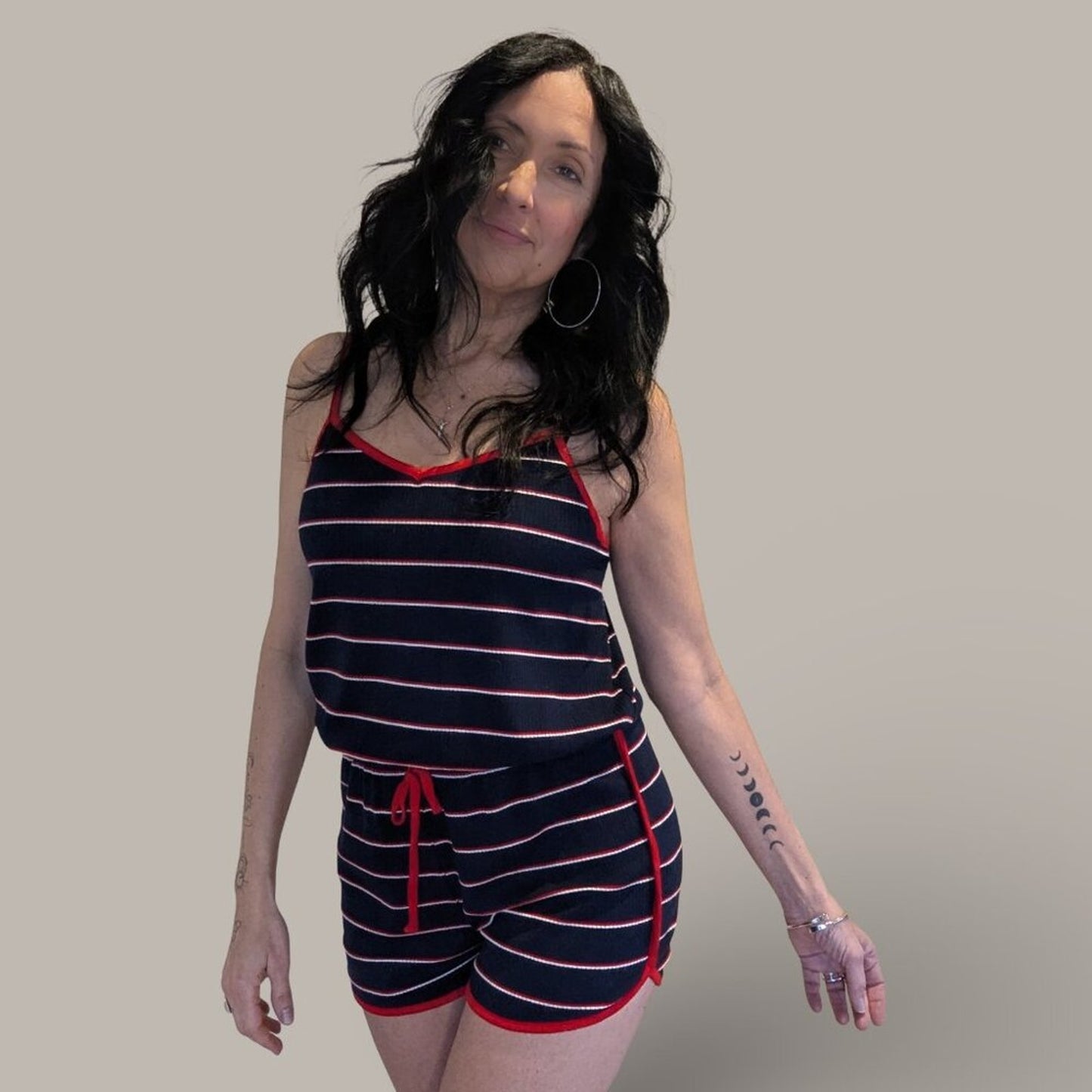 Mossimo Red, White and Blue Striped Romper - Small
