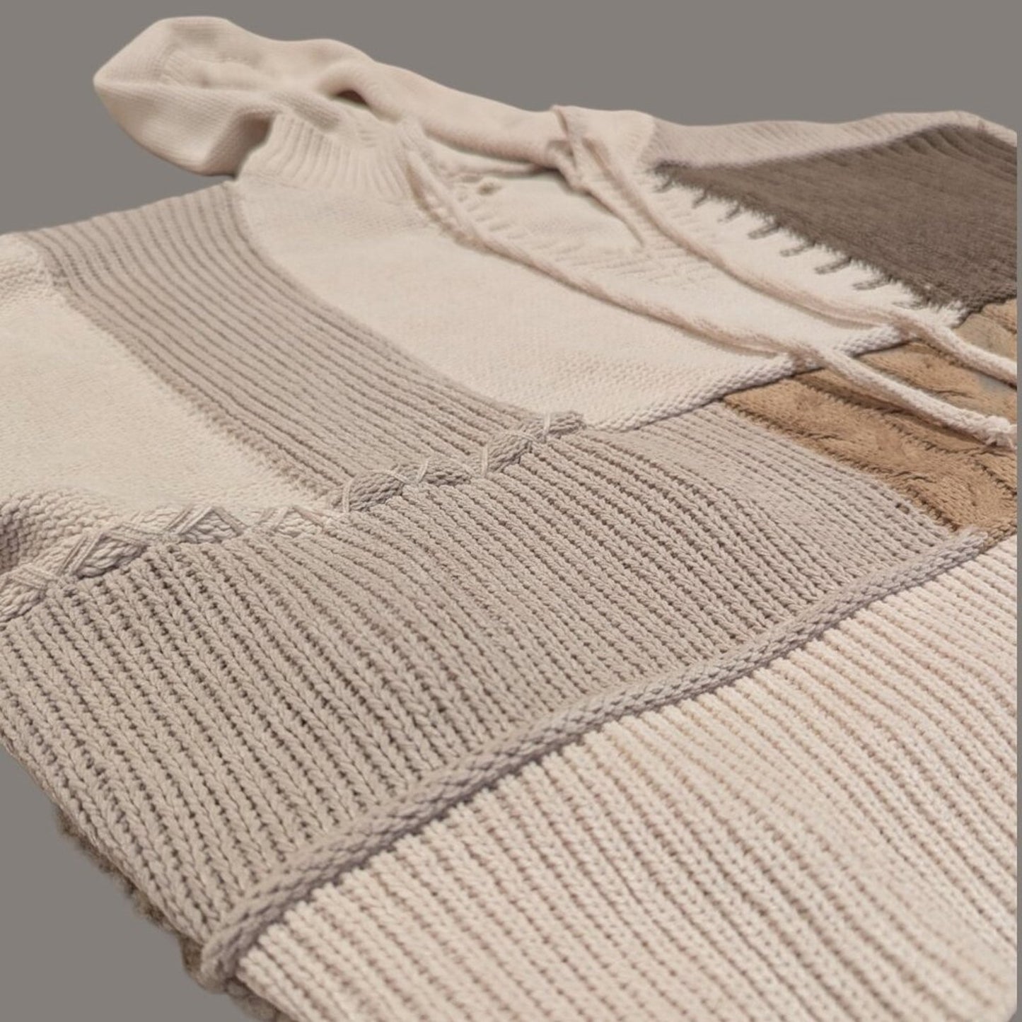 POL Tan Tones Block Knit Hooded Sweater - Small