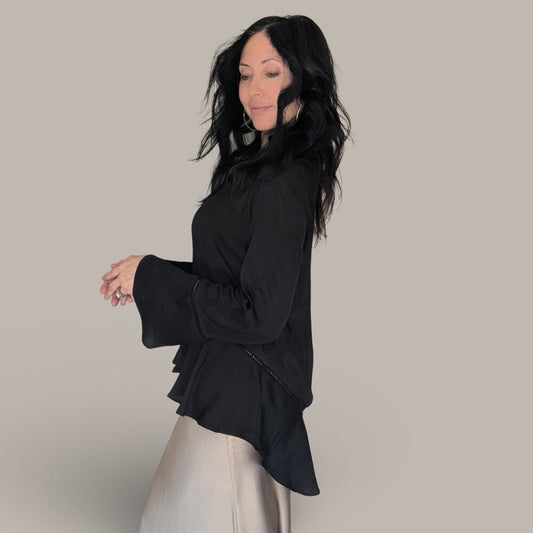 Mossimo Black Long Sleeve Peplum Blouse