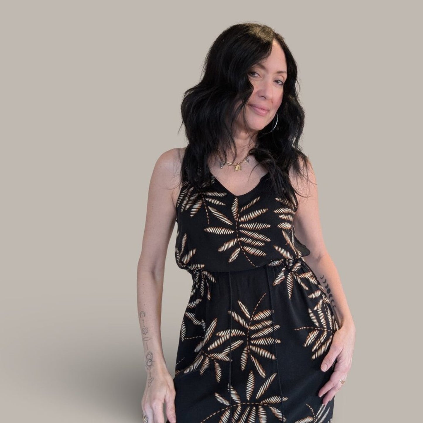 A New Day Palm Print V-Neck Maxi Dress - XS
