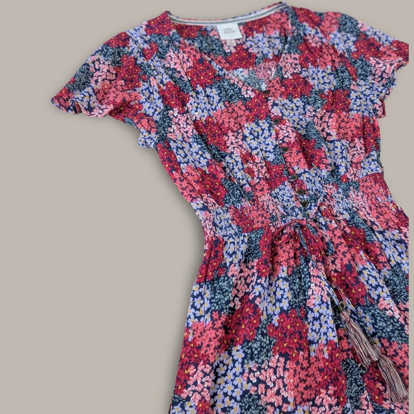 Knox Rose Red Floral Hi Low Short Sleeve Maxi Dress - Small