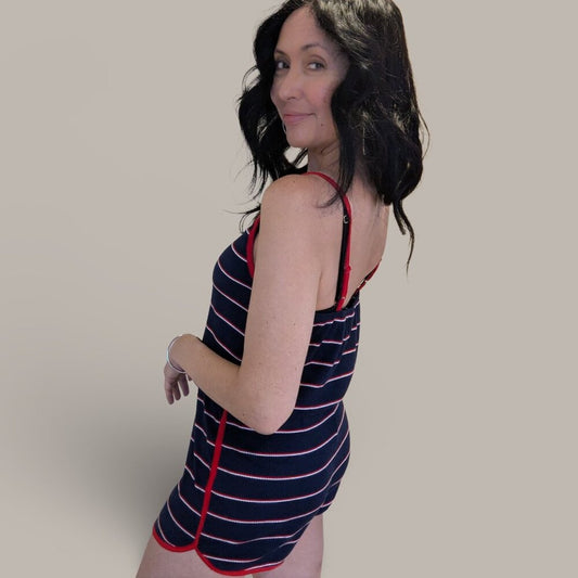 Mossimo Red, White and Blue Striped Romper - Small