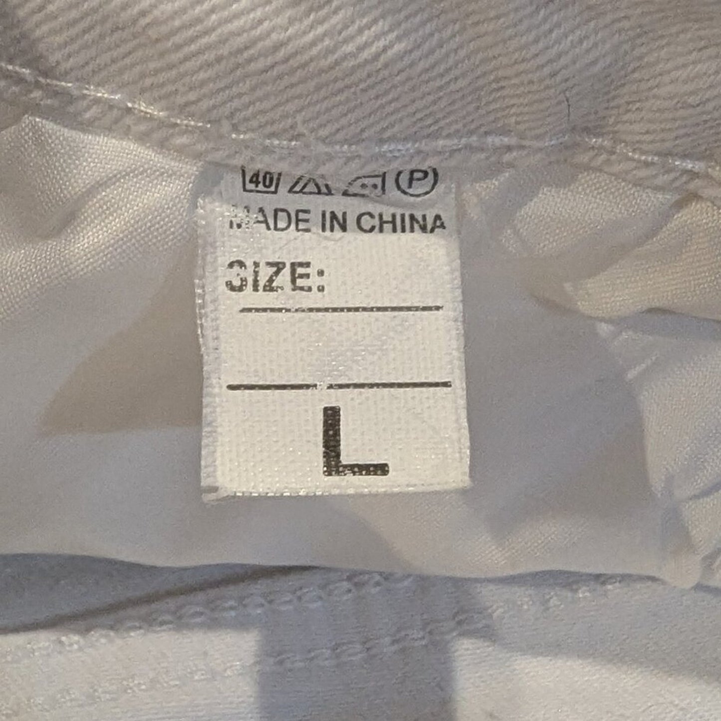 White Button Front Denim Shorts - Large