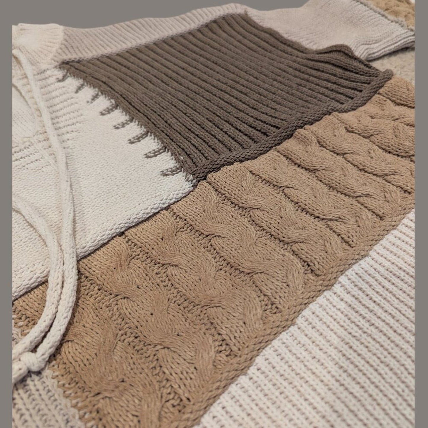 POL Tan Tones Block Knit Hooded Sweater - Small