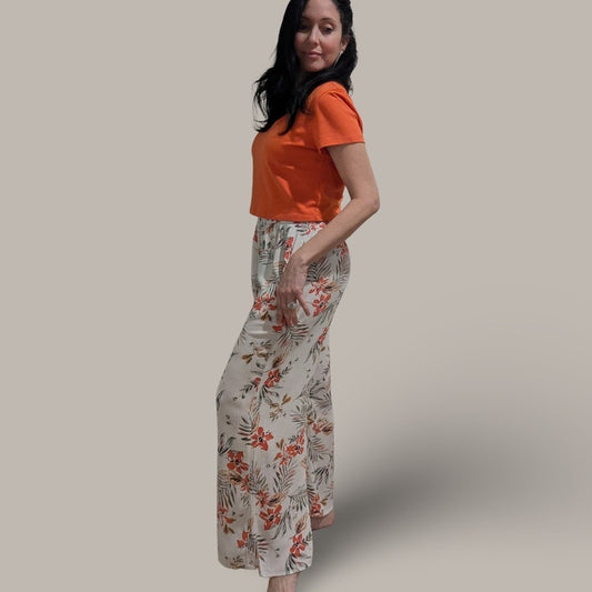 Fashion Nova Tropical Gauze Wide-Leg Pants - Large