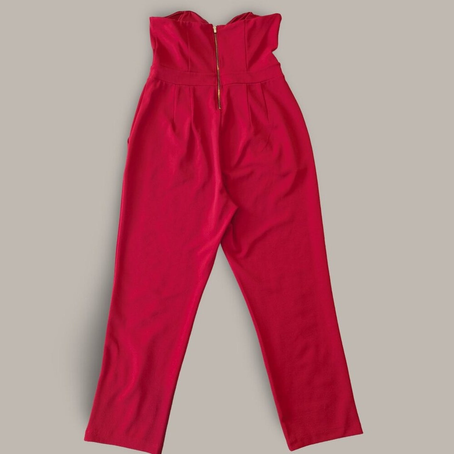 Express Red Strapless Jumpsuit with Pockets - Size 10