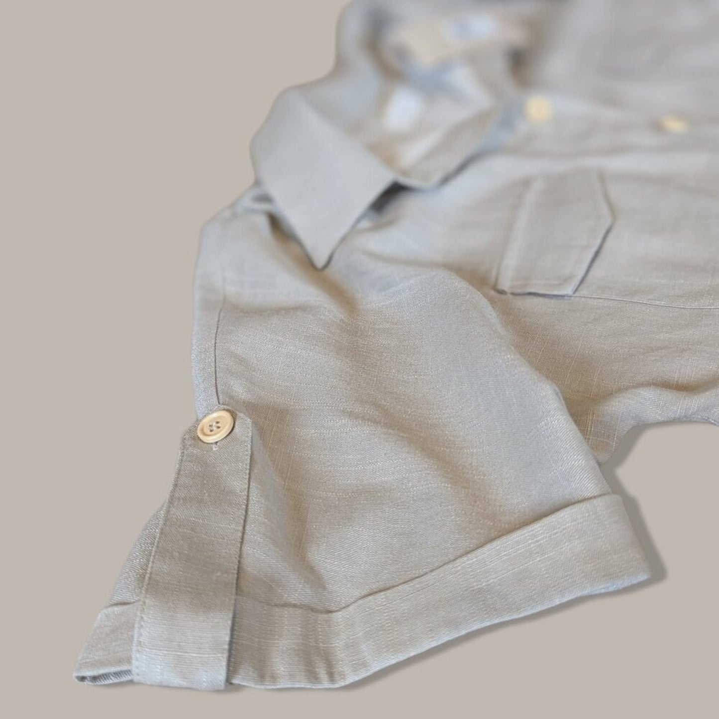 Mable Lt. Taupe Alice Linen Button Up Romper - Small - NWT