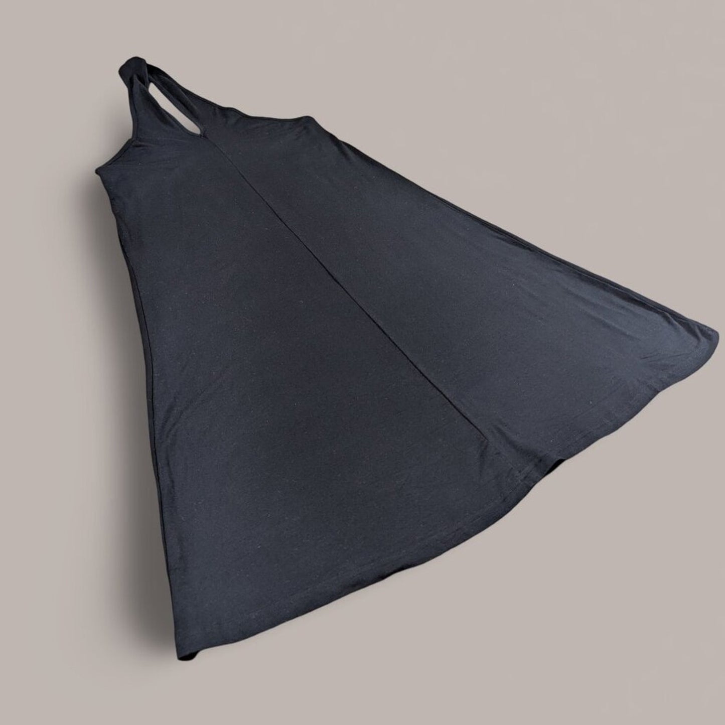 Black Knit Knee Length Halter Dress - Small