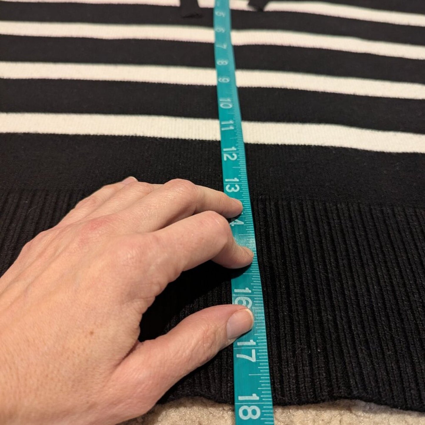 Primark Black and White Striped Hooded Sweater - Medium
