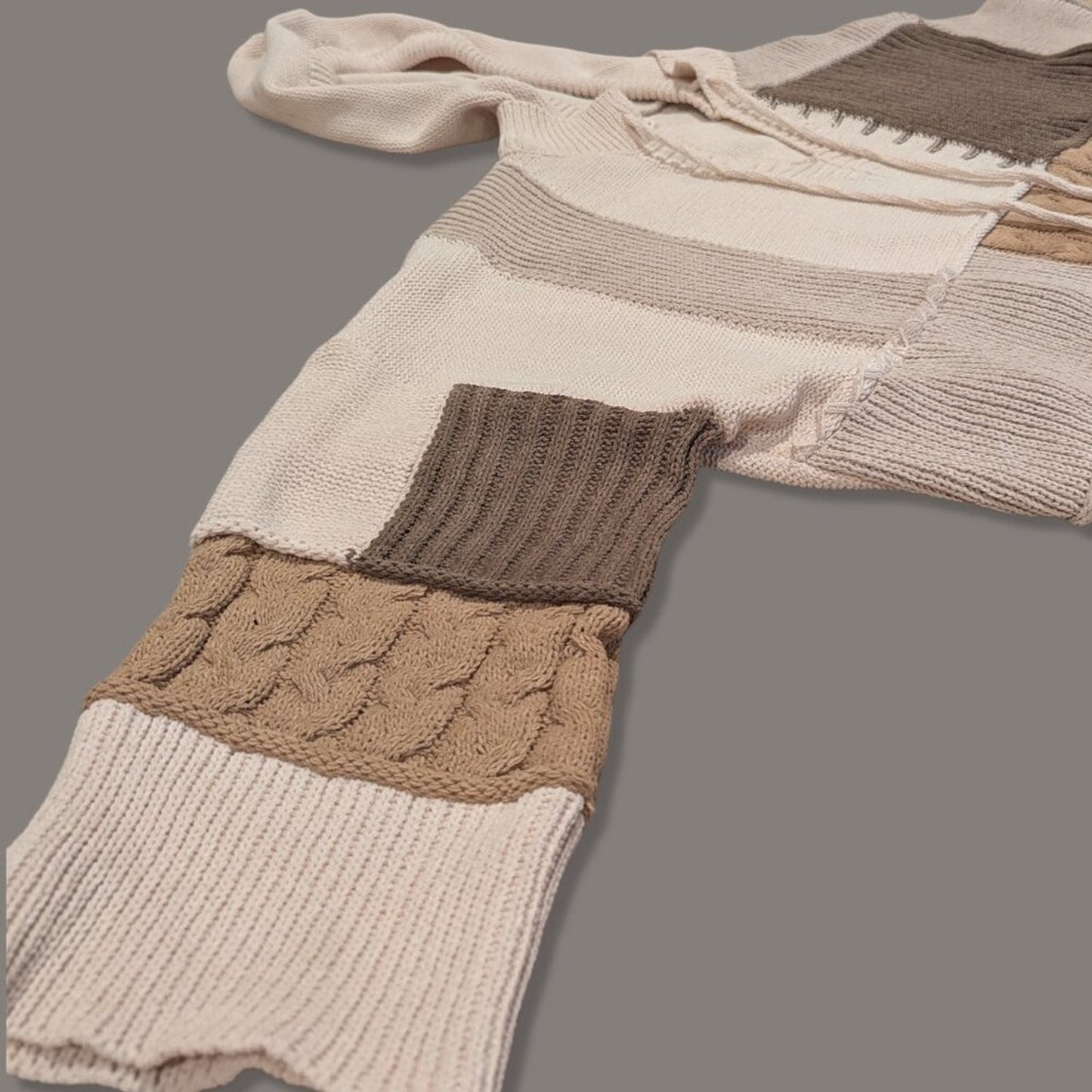 POL Tan Tones Block Knit Hooded Sweater - Small