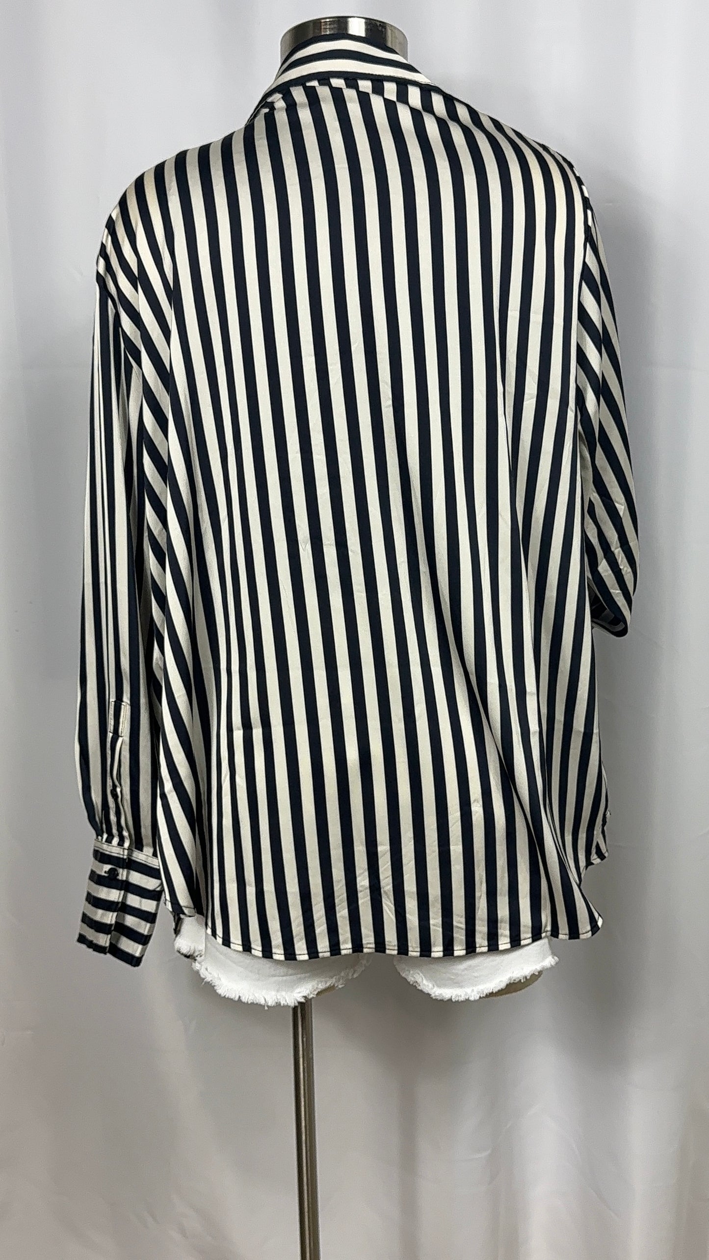H&M Black and White Striped Button-Up Shirt - Size XL