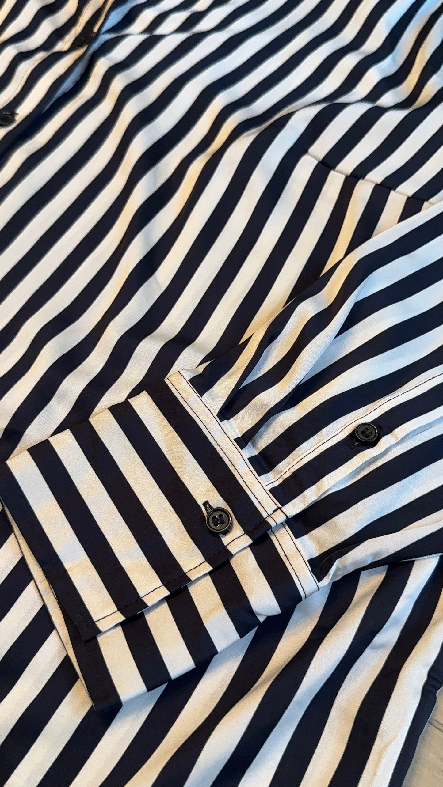 H&M Black and White Striped Button-Up Shirt - Size XL