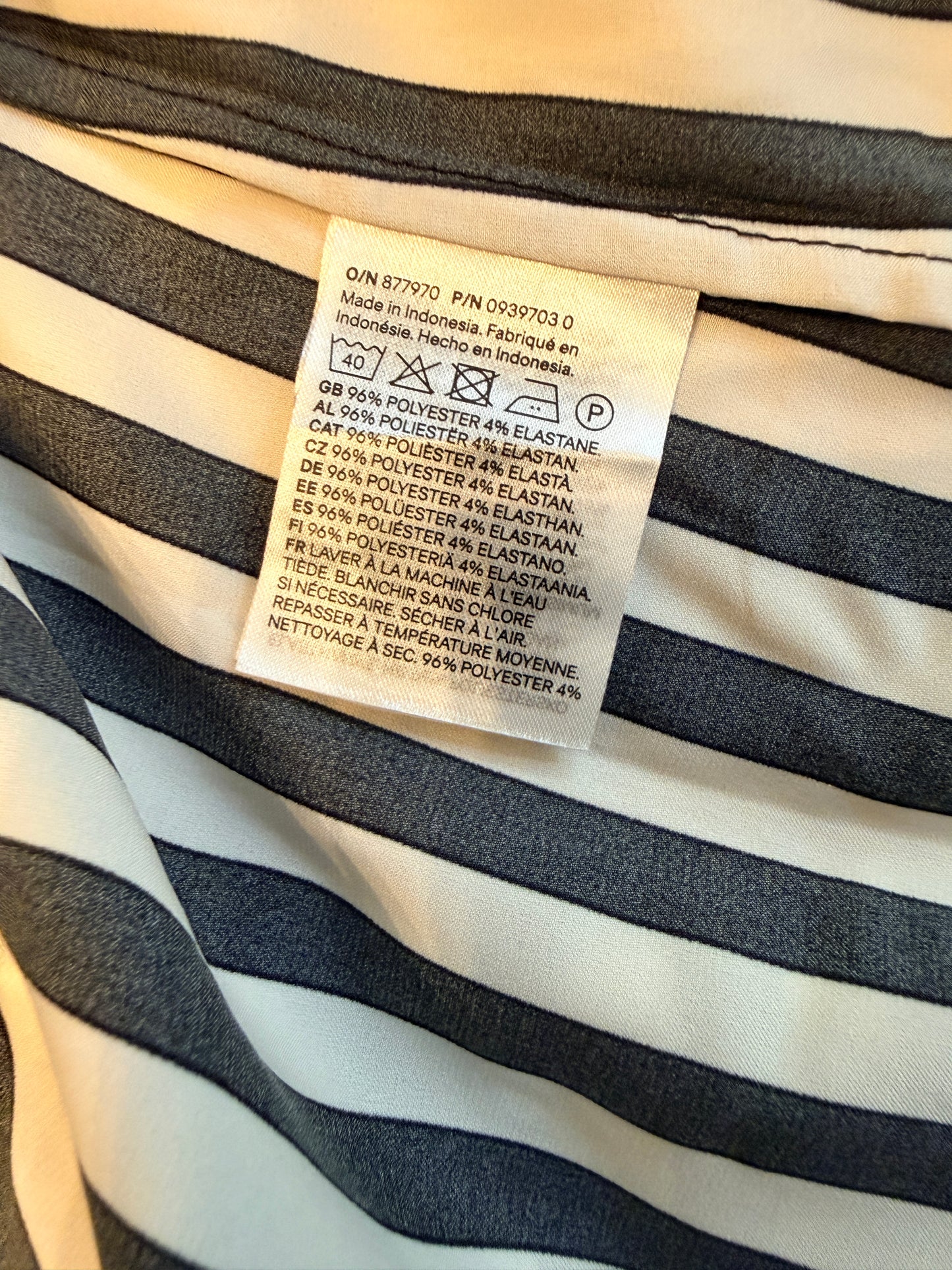 H&M Black and White Striped Button-Up Shirt - Size XL