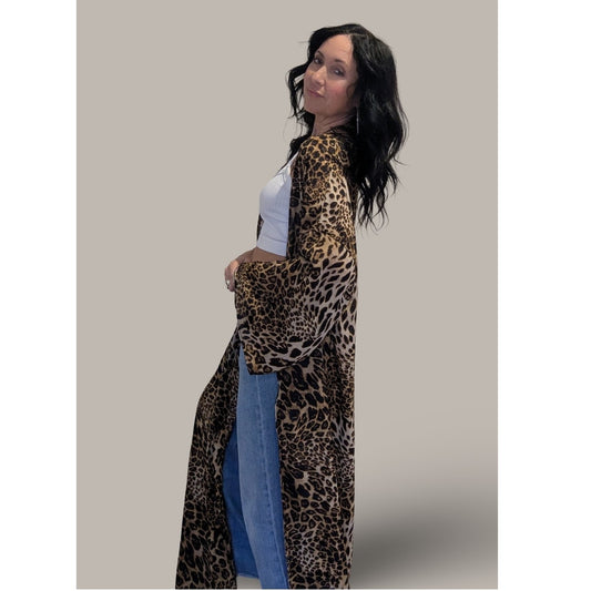 Leopard Print Kimono Duster - One Size