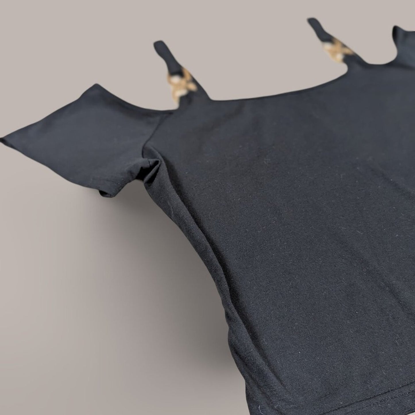 Black Short Sleeve Off the Shoulder Top - Small