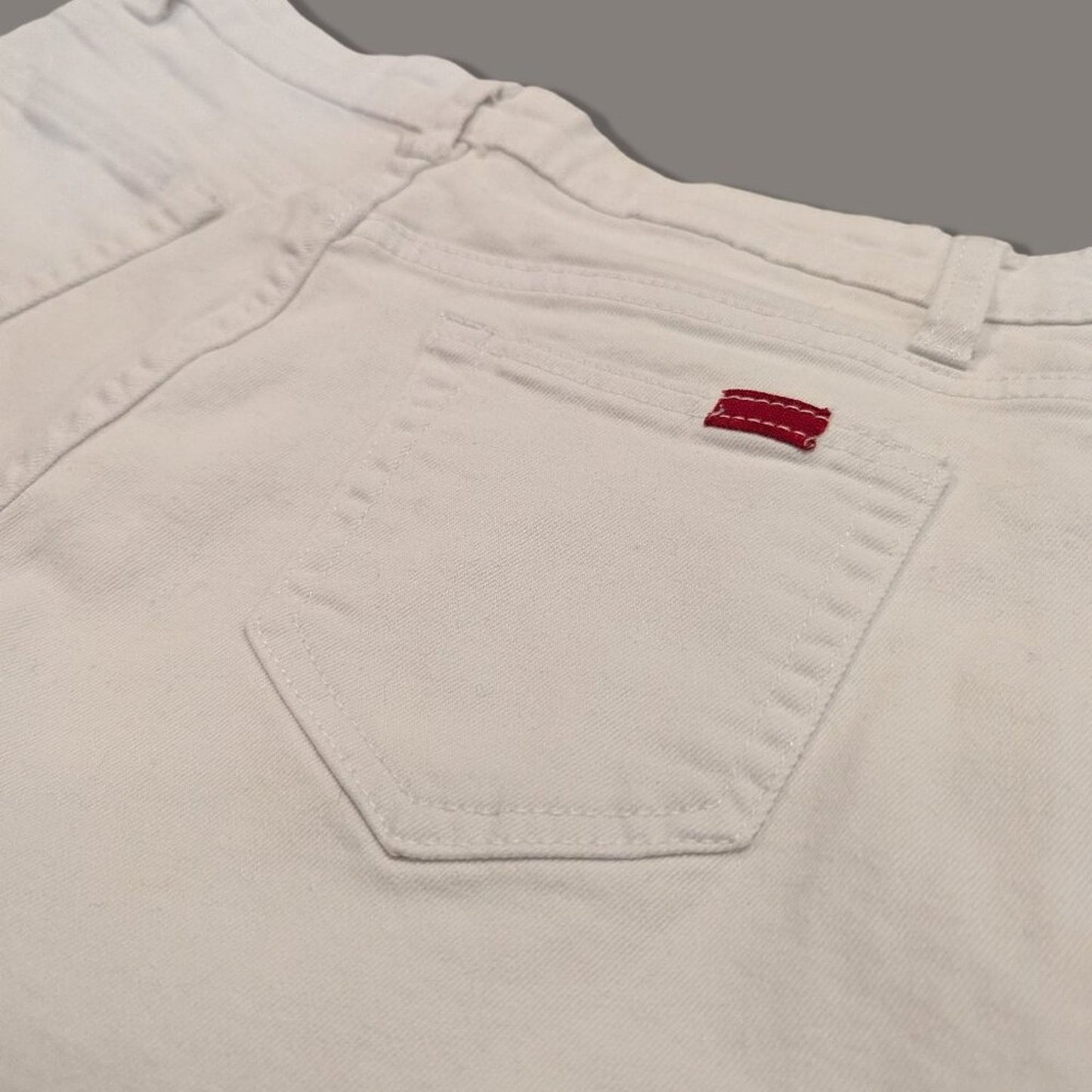 White Button Front Denim Shorts - Large