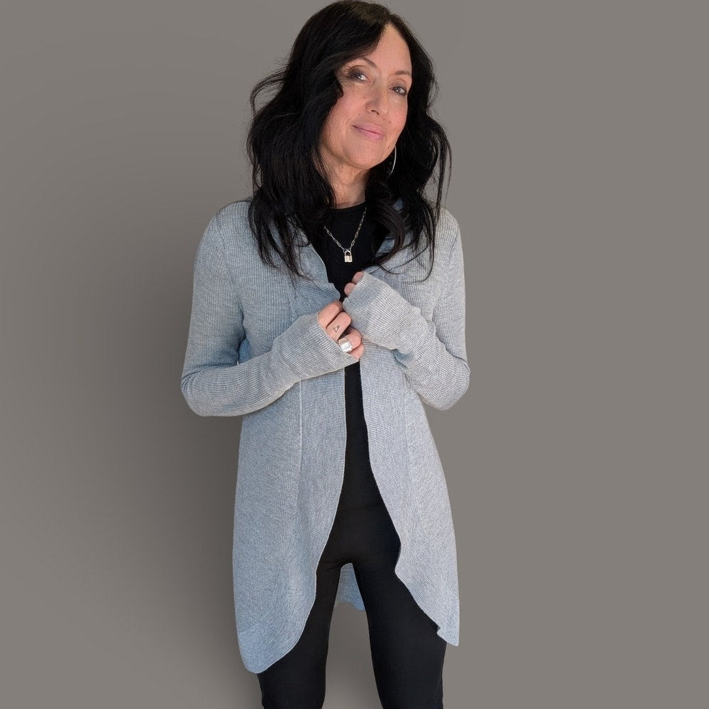 A New Day Soft Gray Ribbed Knit Cardigan - Small