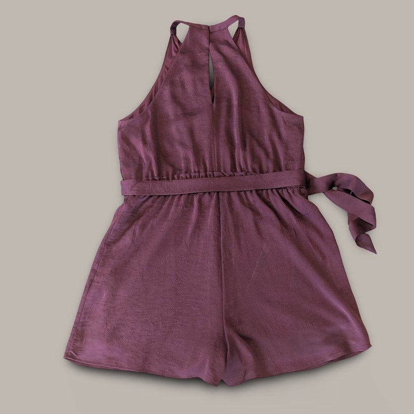 Express Burgundy Wrap Romper - Large