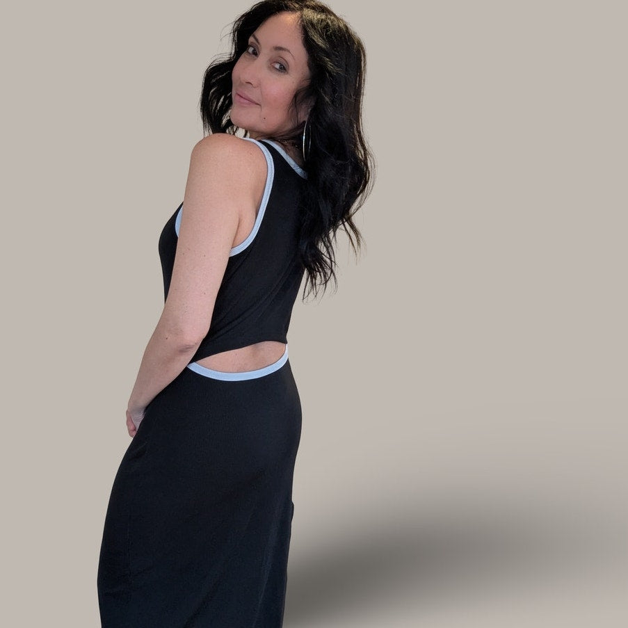 PrettyGarden Black Cutout Midi Dress - Large