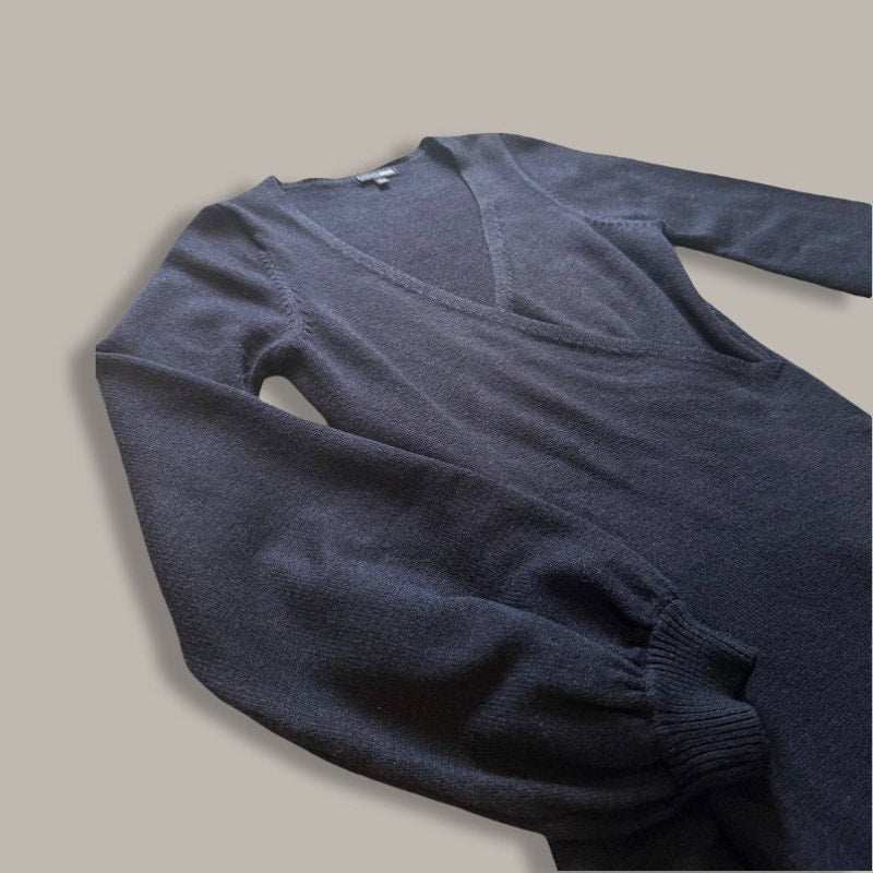 Fashion Nova Black Faux Wrap Sweater Dress – Size Large