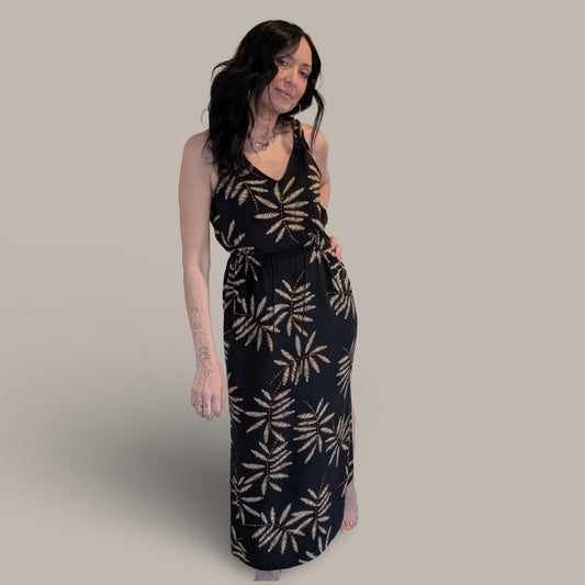 A New Day Palm Print V-Neck Maxi Dress - XS