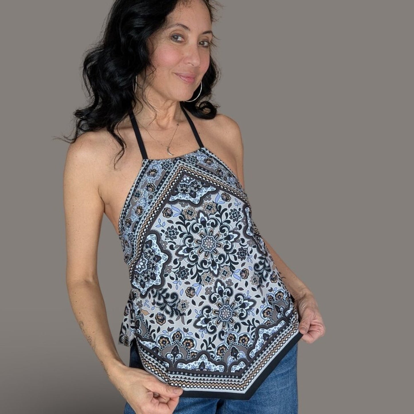Kona Sol Handkerchief Halter Backless top - Small