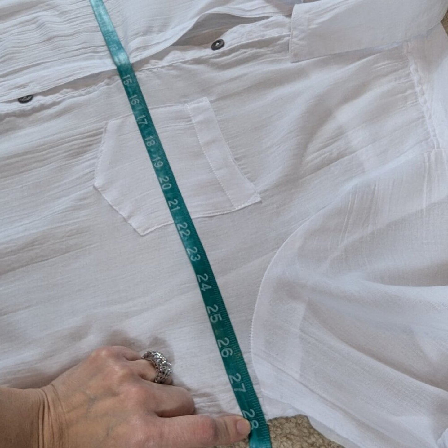 Mynah White Gauzy Button Front Swim Coverup - 2X - Suitable for all sizes below