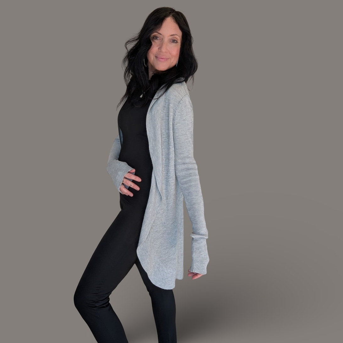 A New Day Soft Gray Ribbed Knit Cardigan - Small