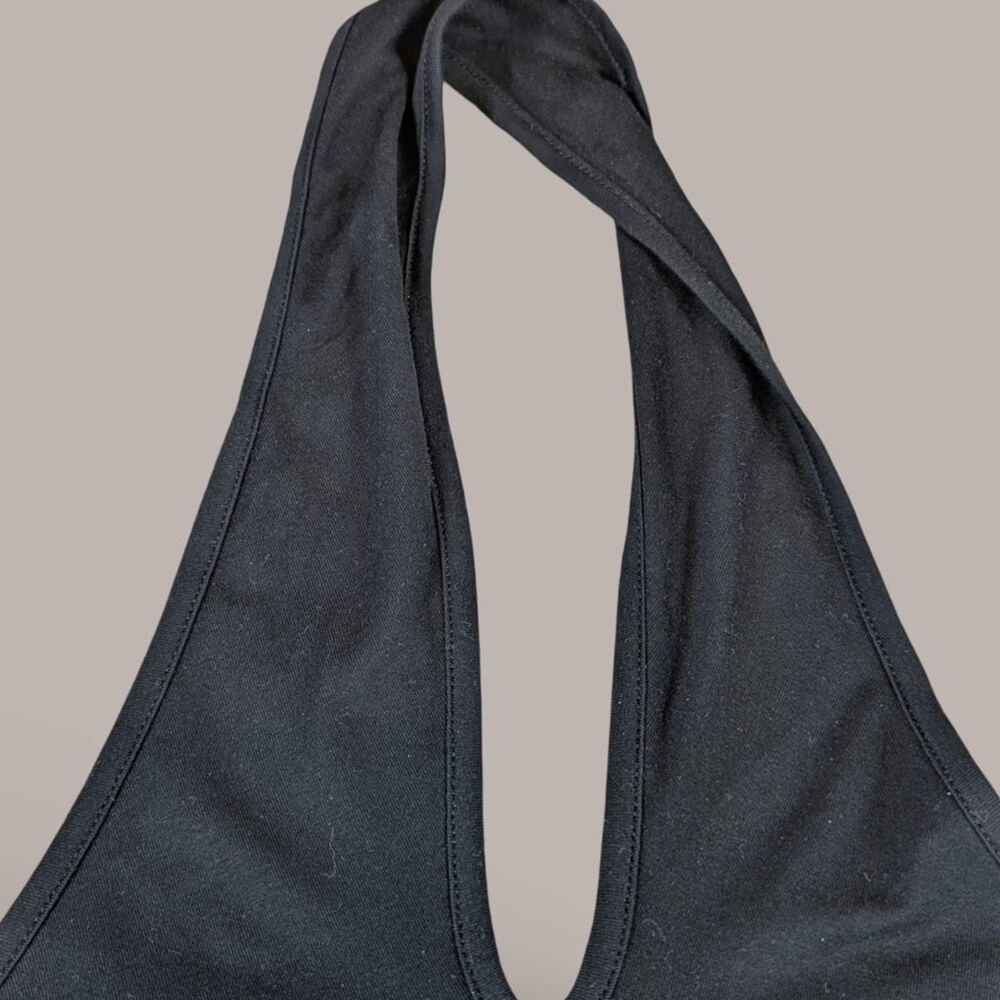 Black Knit Knee Length Halter Dress - Small