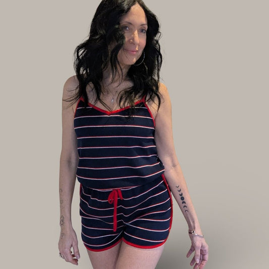 Mossimo Red, White and Blue Striped Romper - Small