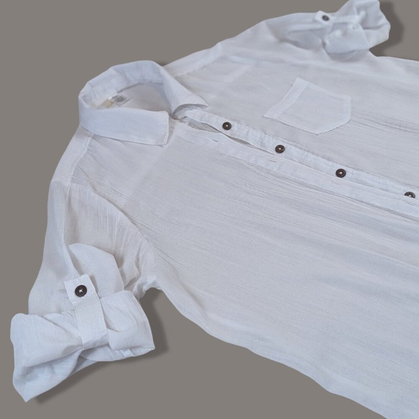 Mynah White Gauzy Button Front Swim Coverup - 2X - Suitable for all sizes below