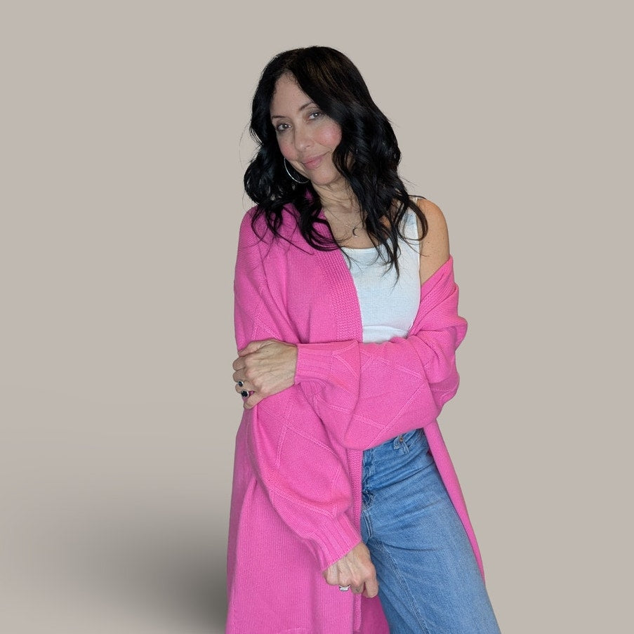 SHEIN Soft Bubblegum Pink Knit Duster Cardigan - Large