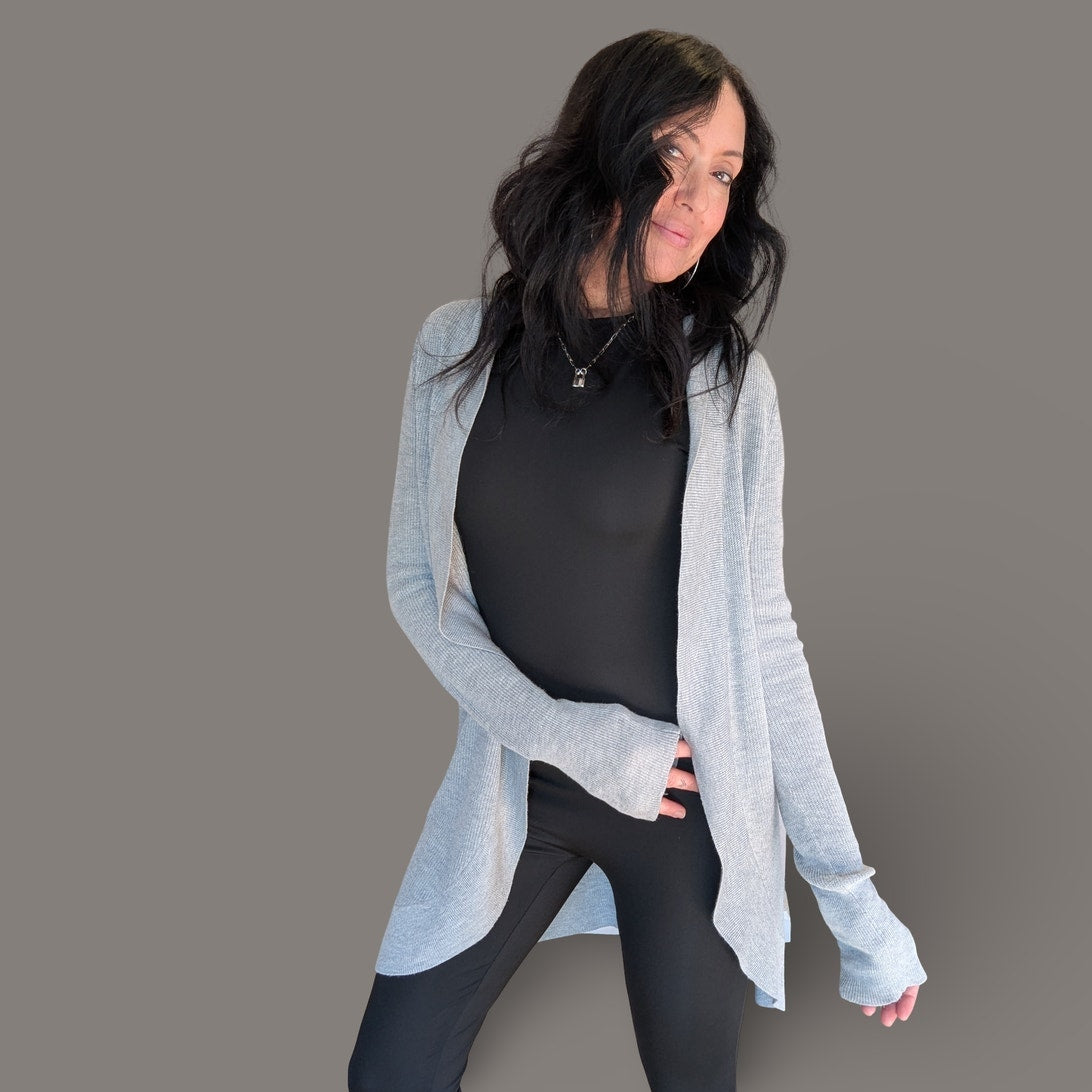 A New Day Soft Gray Ribbed Knit Cardigan - Small