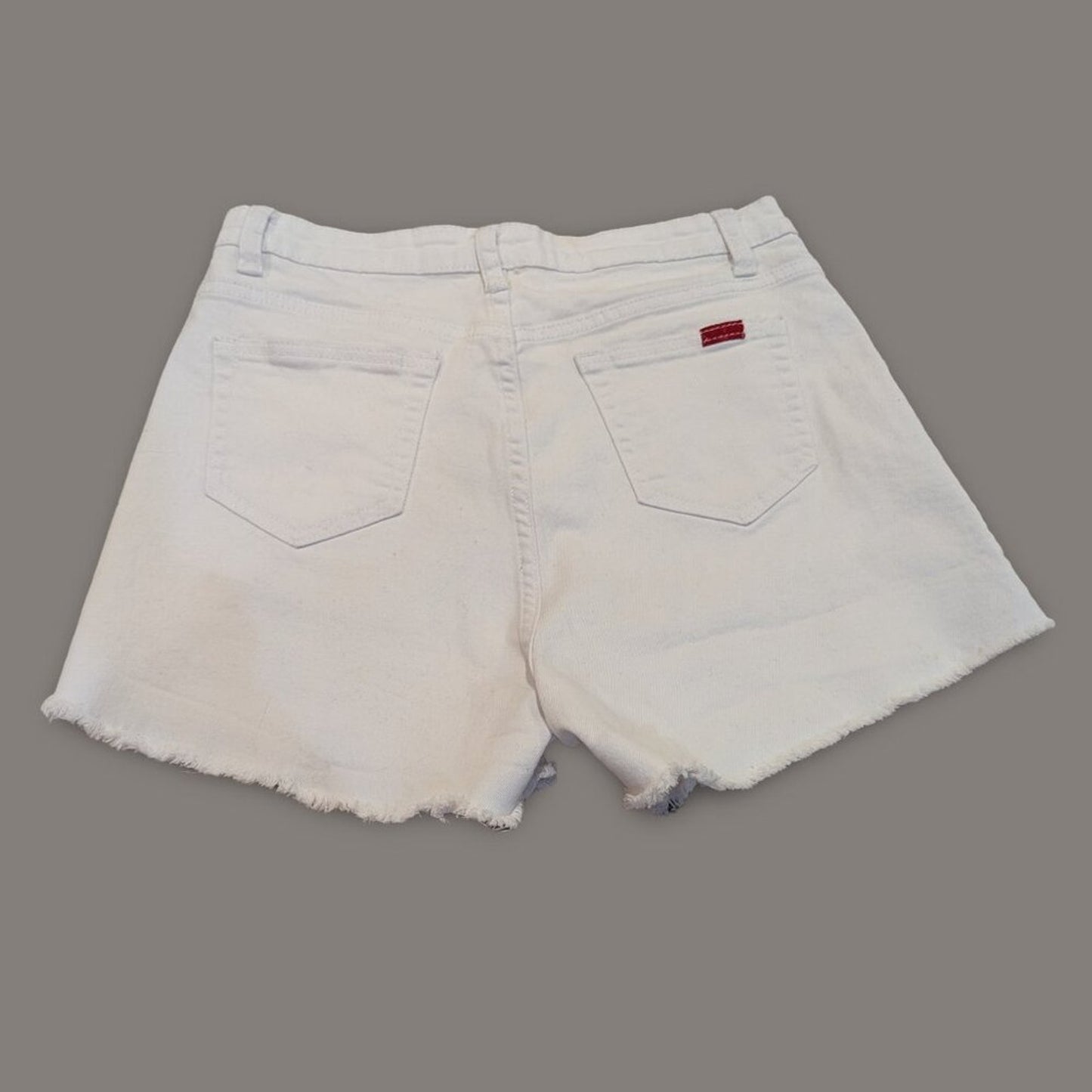 White Button Front Denim Shorts - Large