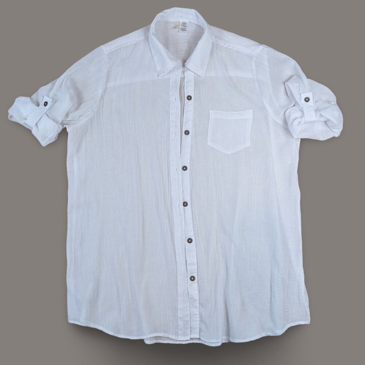 Mynah White Gauzy Button Front Swim Coverup - 2X - Suitable for all sizes below
