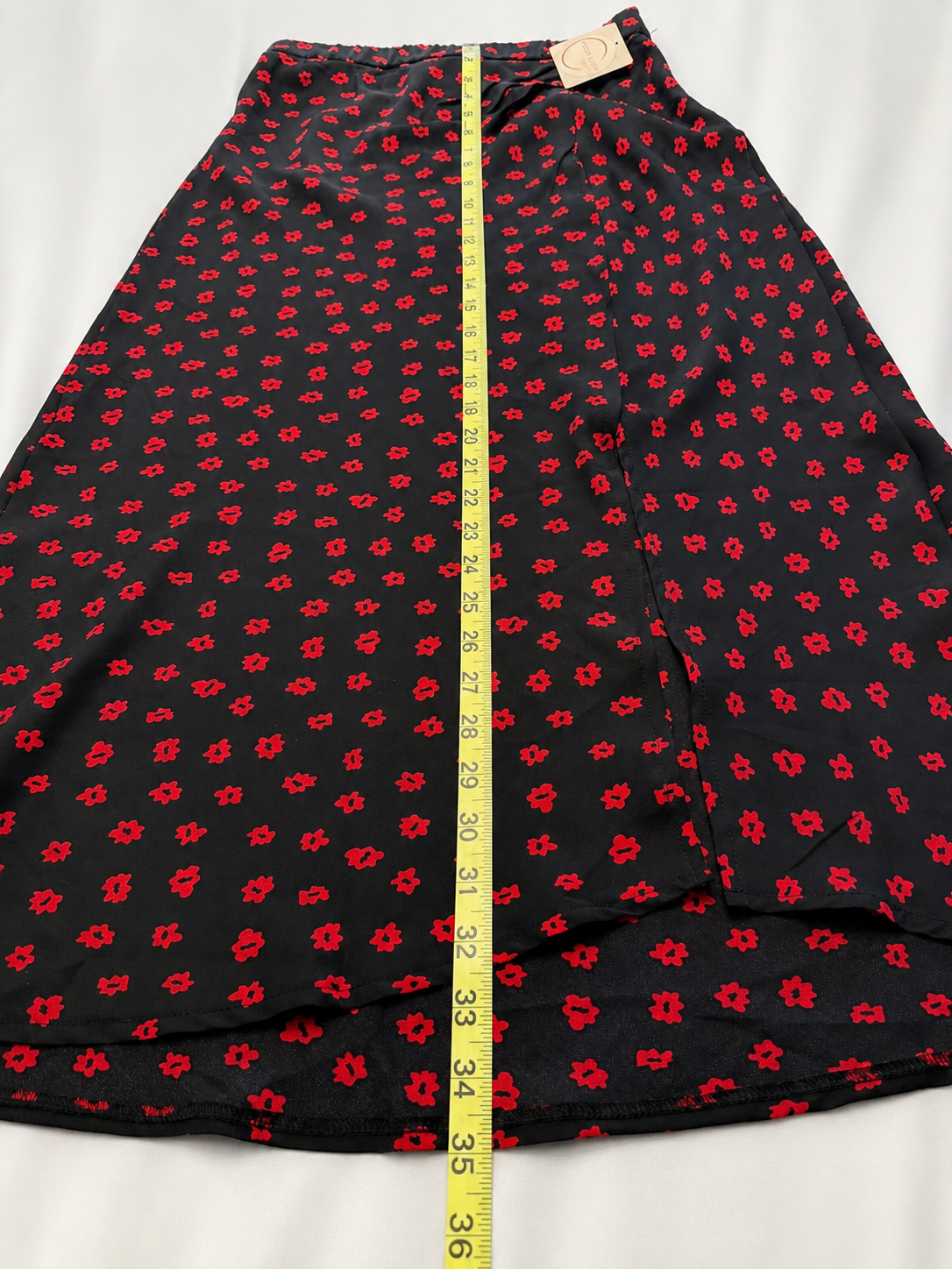 Princess Polly Jodie Black Red Floral Faux Wrap Maxi Skirt with Front Slit - Size 6